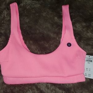 Pink ribbed bikini top